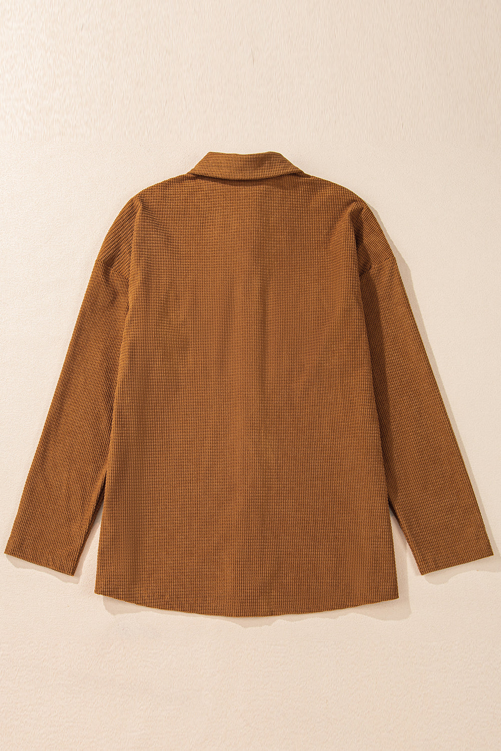 Brown Textured Flap Pocket Drop Shoulder Shacket