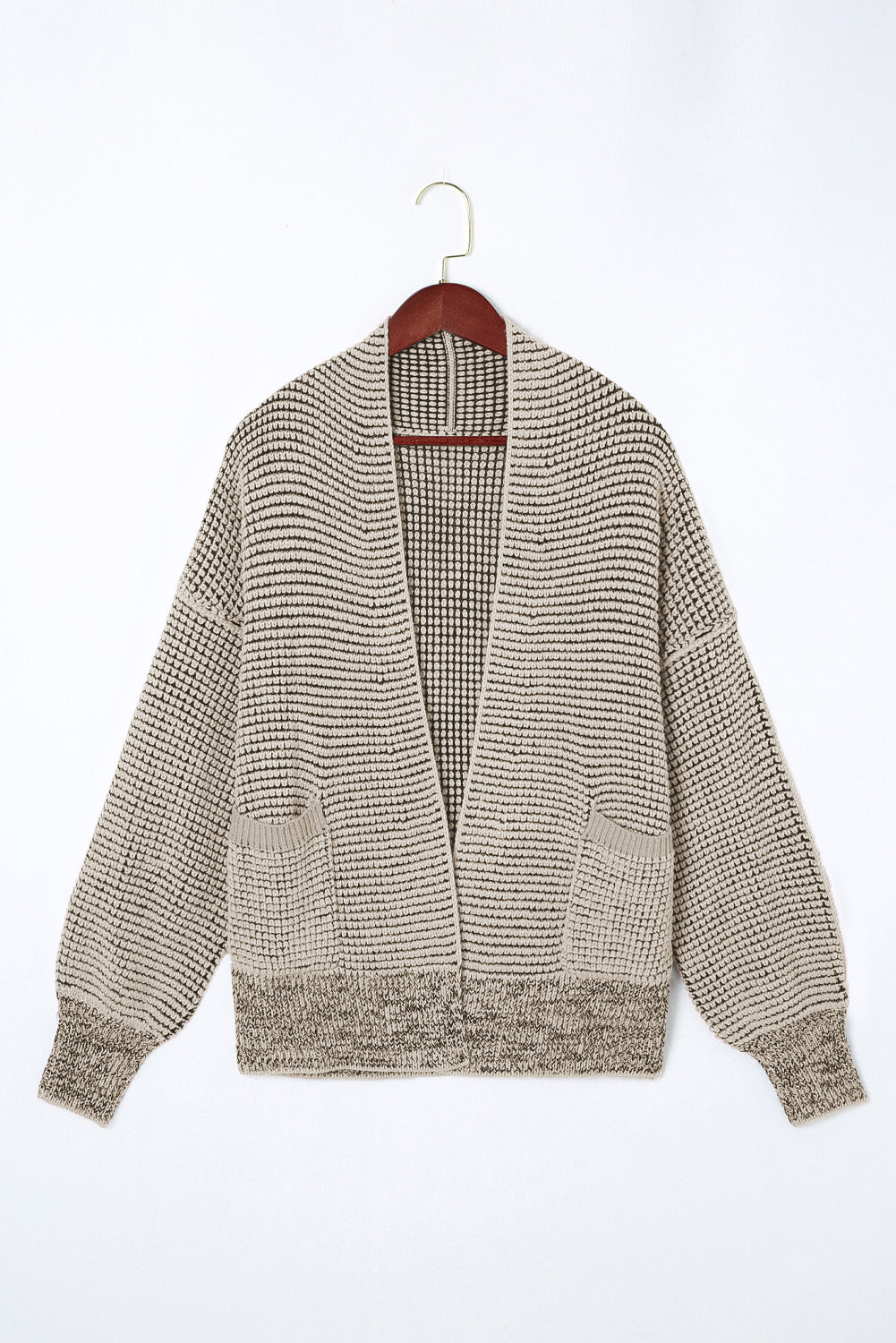 Apricot Chunky Waffle Knit Oversized Collar Cardigan