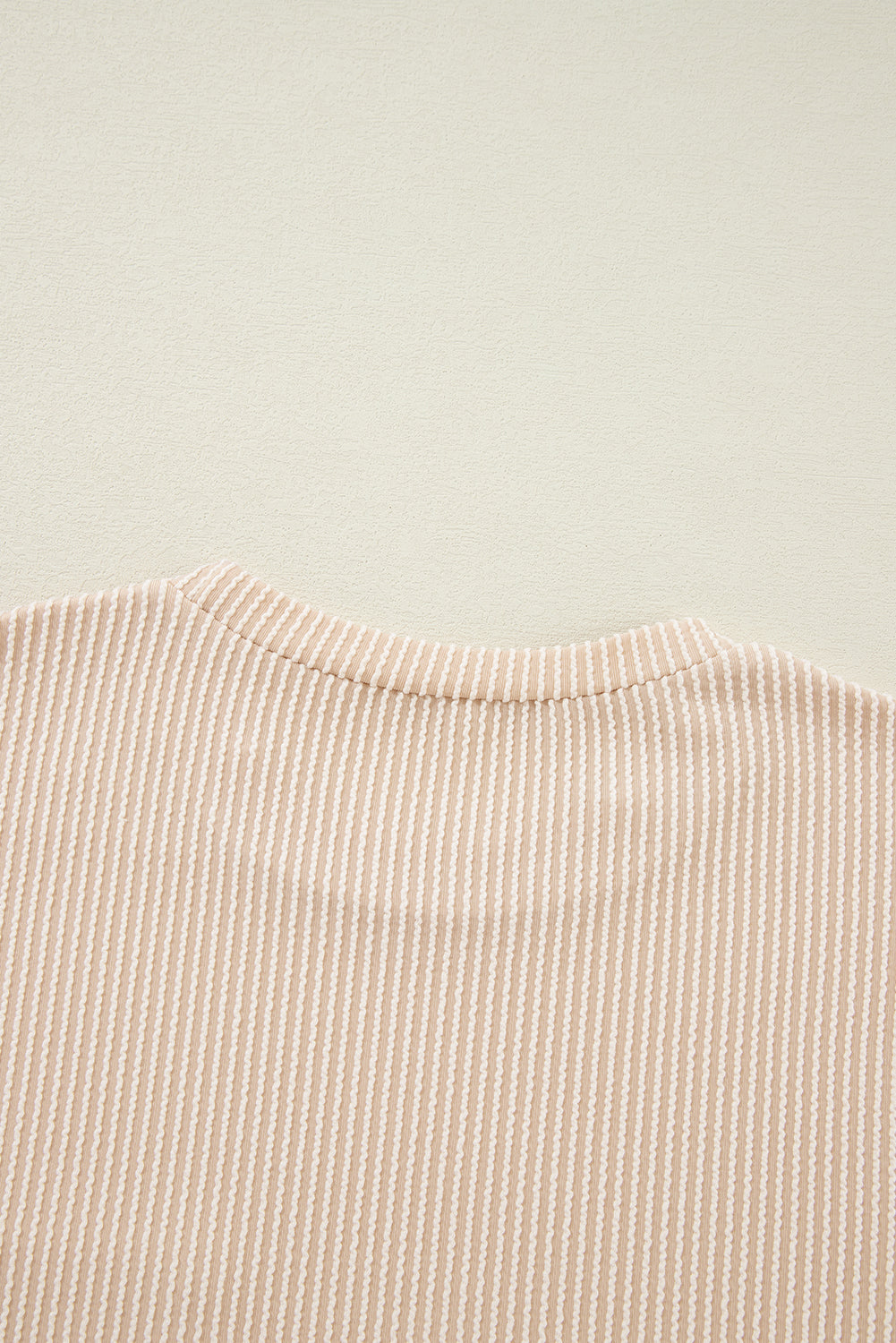 Beige Corded Knit Pocket Tee