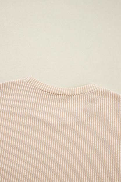 Beige Corded Knit Pocket Tee