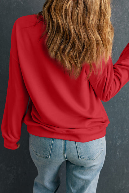 Red Solid Classic Crewneck Pullover Sweatshirt