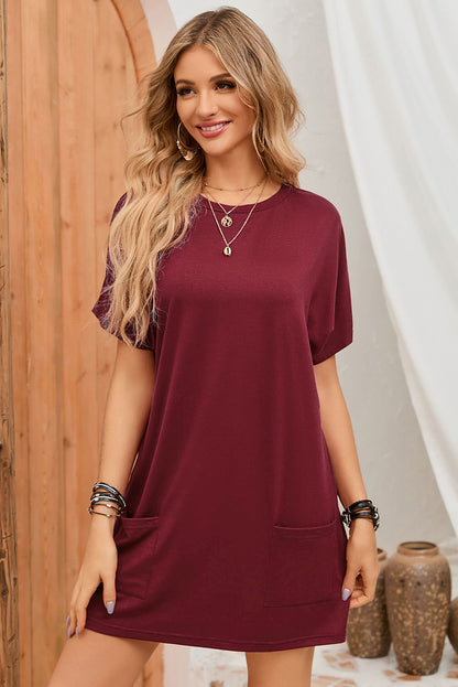 Side Pockets Short Sleeve Tunic Top