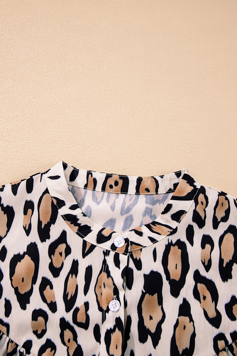 Jet Stream Oversized Leopard Print Balloon Sleeve Casual Shirt