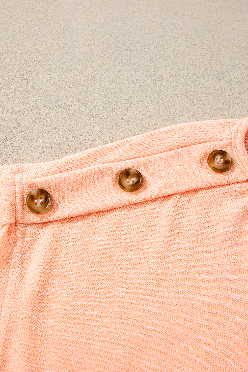 Apricot Pink Button Detail Batwing Sleeve Casual Tee