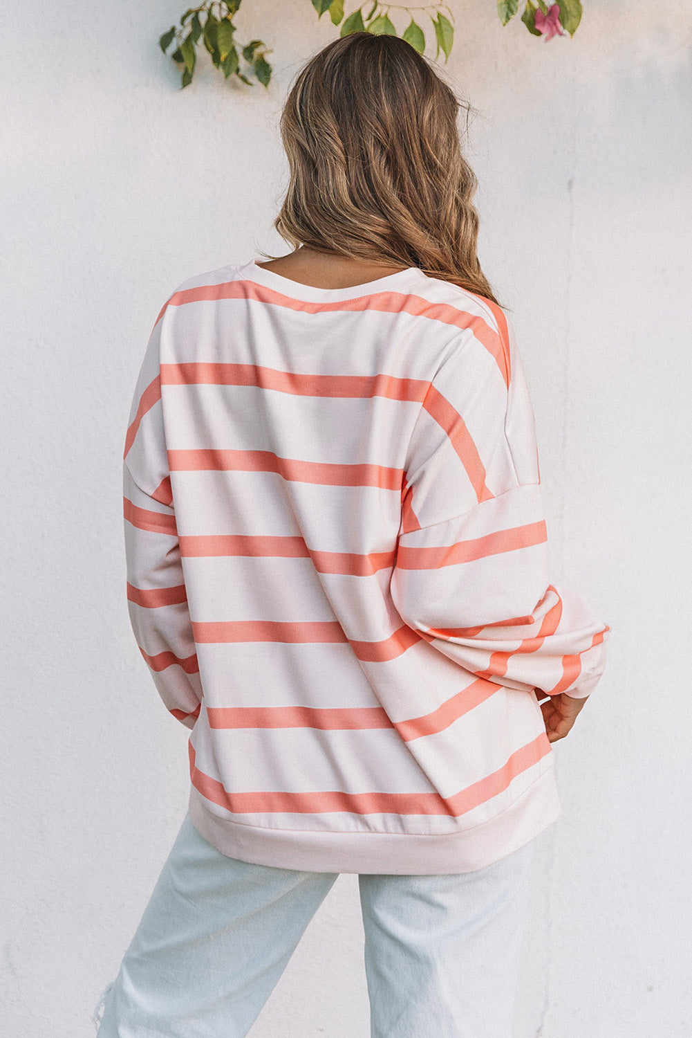 Stripe Striped Drop Shoulder Pullover Sweatshirt