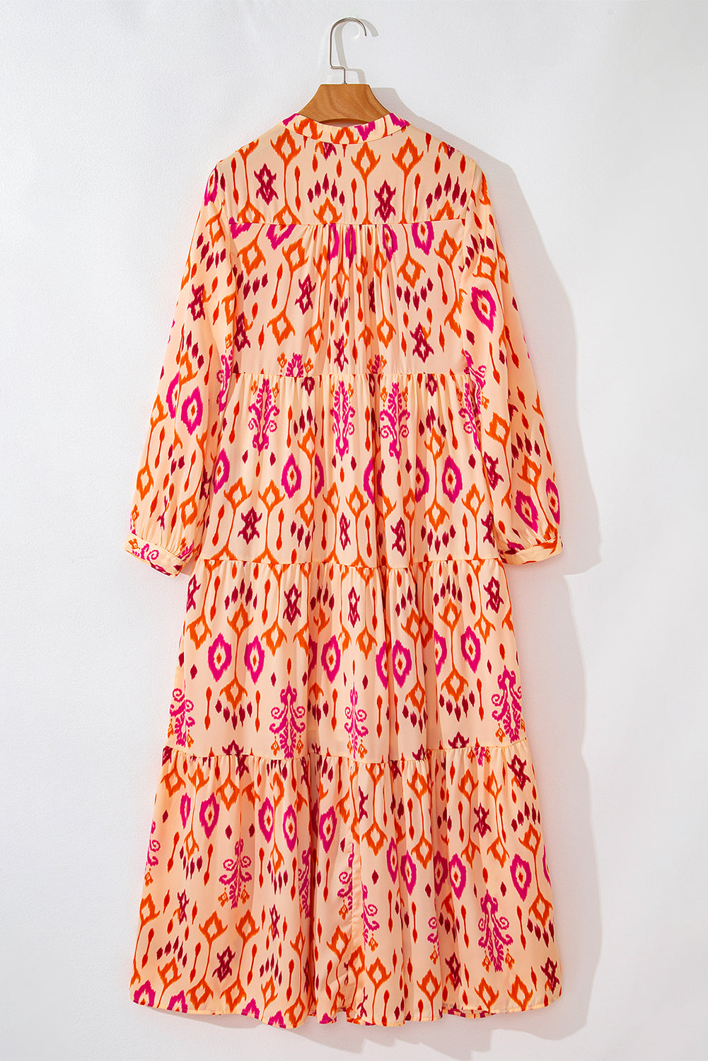 Orange Western Abstract Geometric Printed Maxi Dress