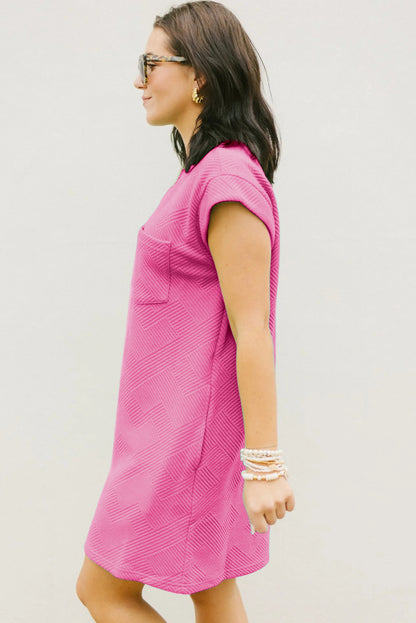 Sachet Pink Textured Cap Sleeve T Shirt Dress