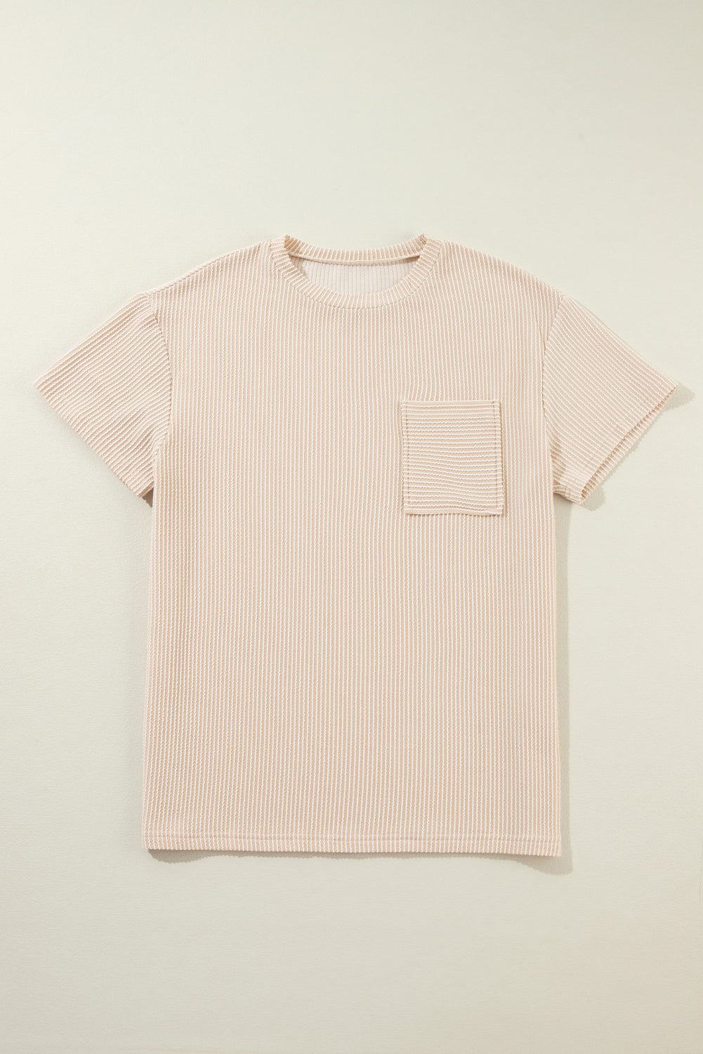 Beige Corded Knit Pocket Tee