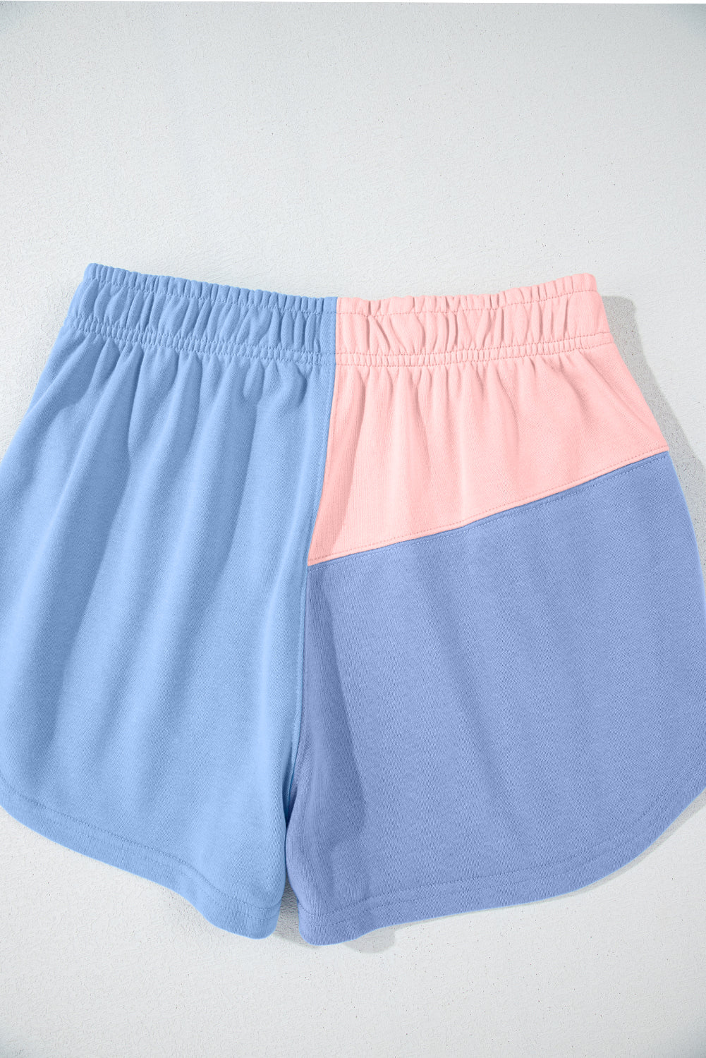 Sky Blue Colorblock Patchwork Long Sleeve Shorts Outfit