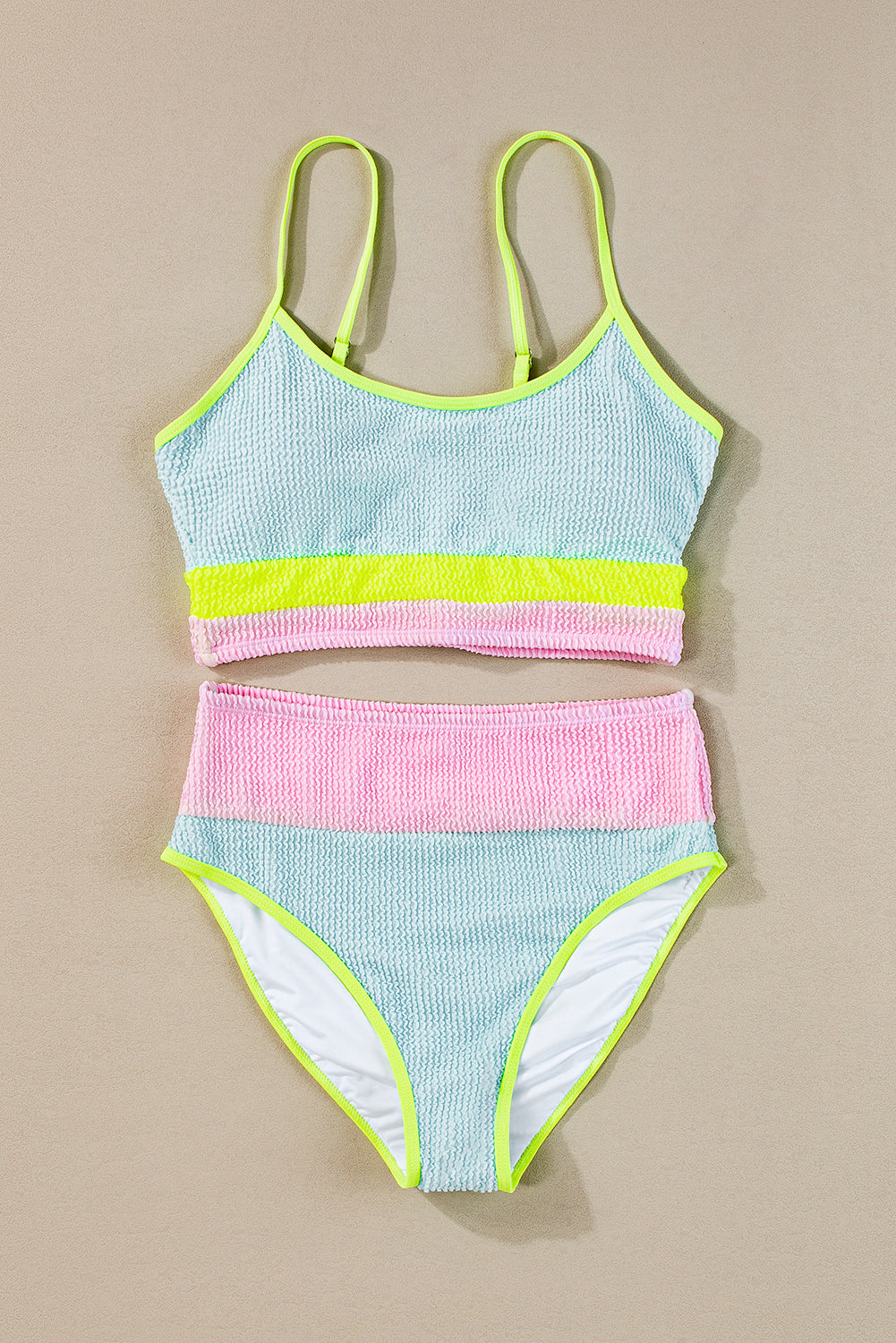 Beau Blue Color Block High Waisted Sexy Bikini Set