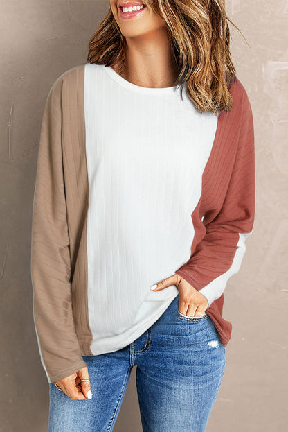 Apricot Colorblock Dolman Knit Top