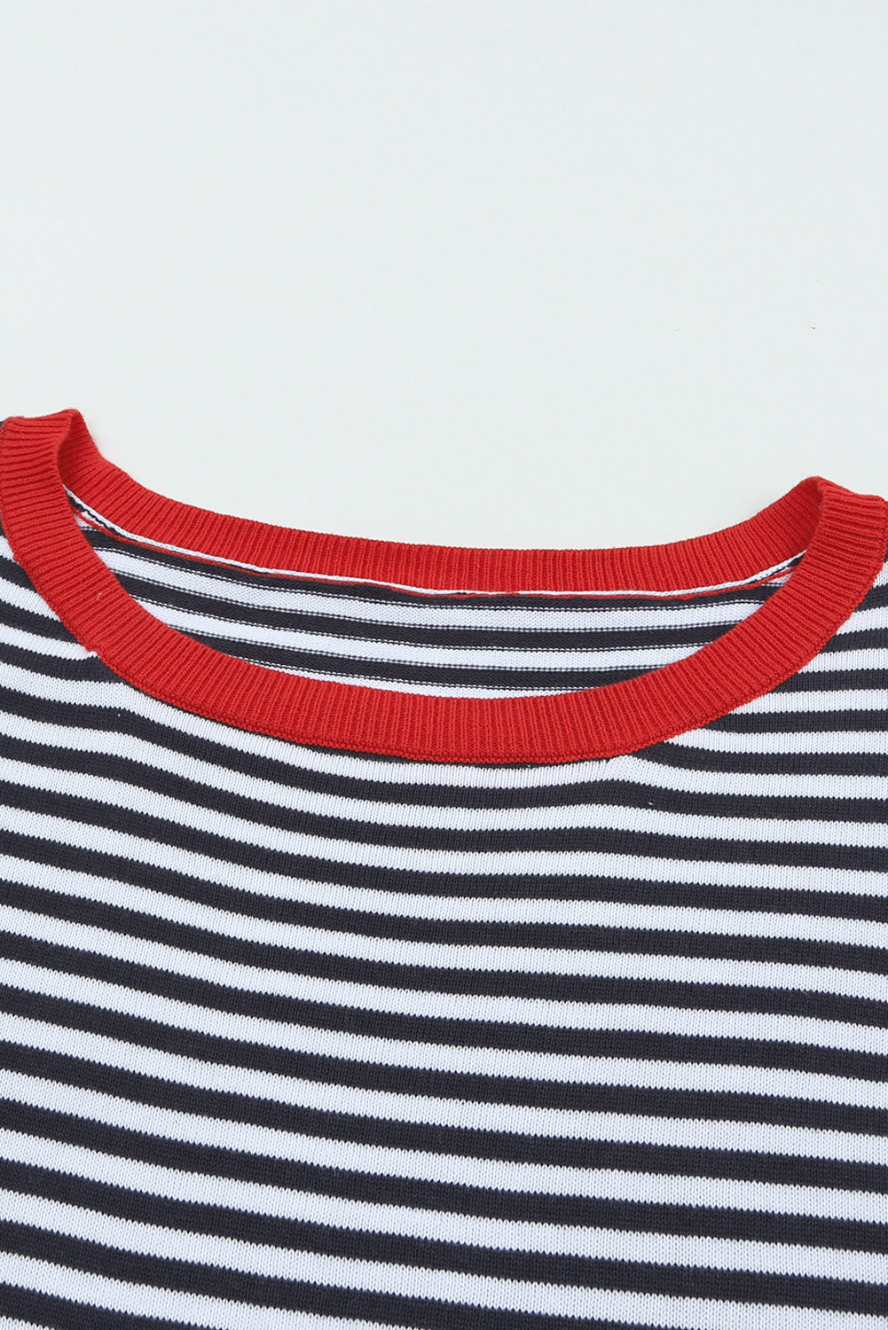 Contrast Trimmed Striped Drop Shoulder Sweater