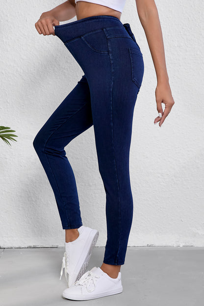 Ashleigh Blue Solid Color High Waist Stretchy Slim Fit Jeggings