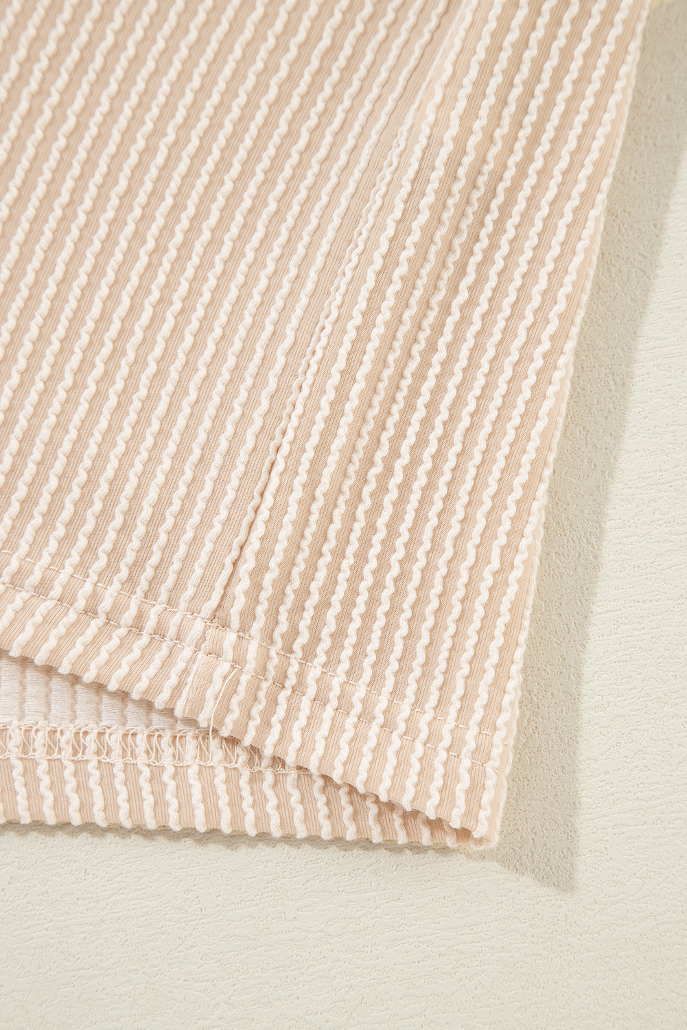 Beige Corded Knit Pocket Tee