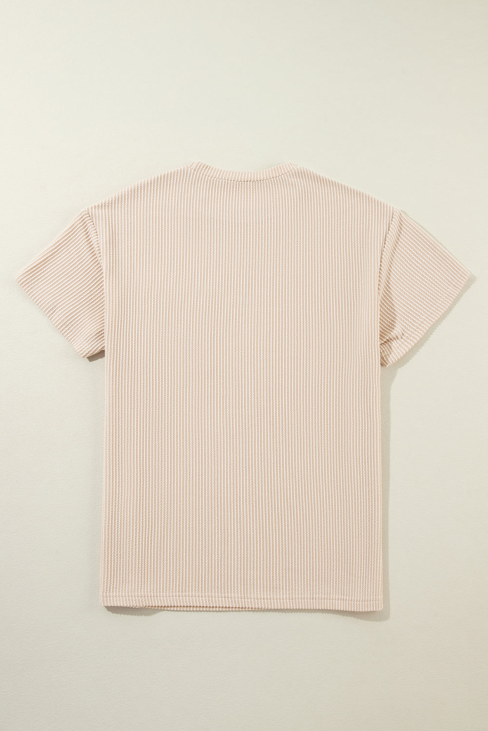 Beige Corded Knit Pocket Tee