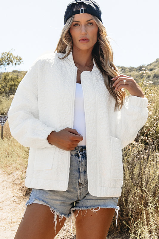 White Floral Quilted Jacket