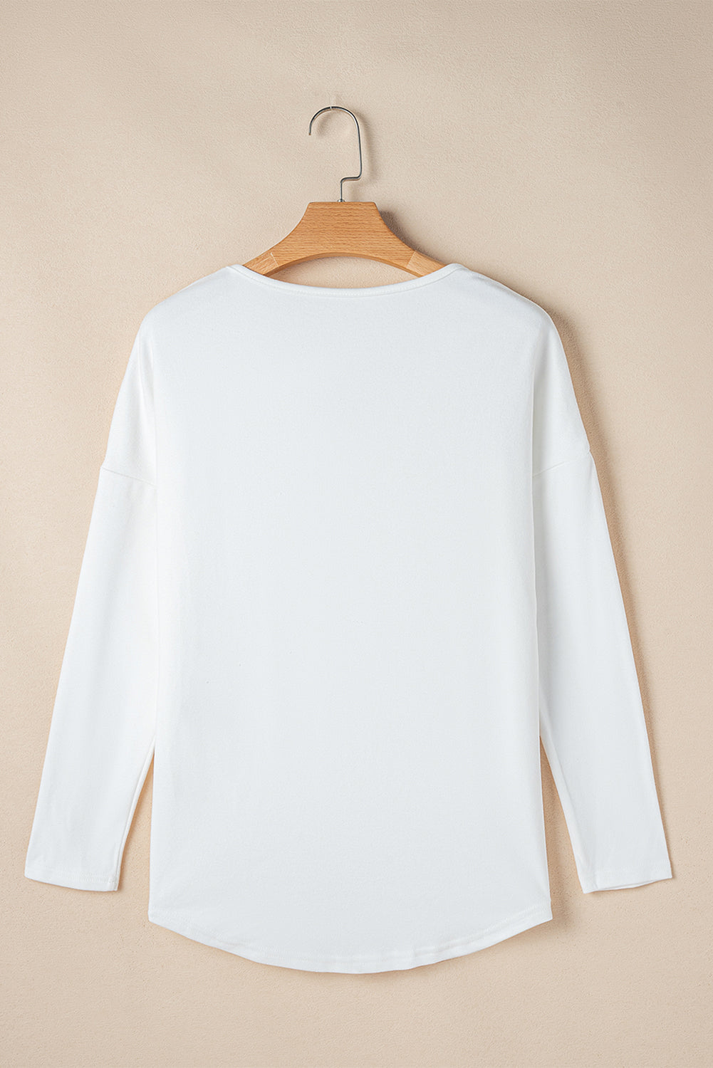 White Solid Color V Neck Long Sleeve Knit Top