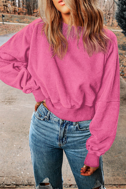 Rose Acid Wash V-shape Open Back Sweatshirt