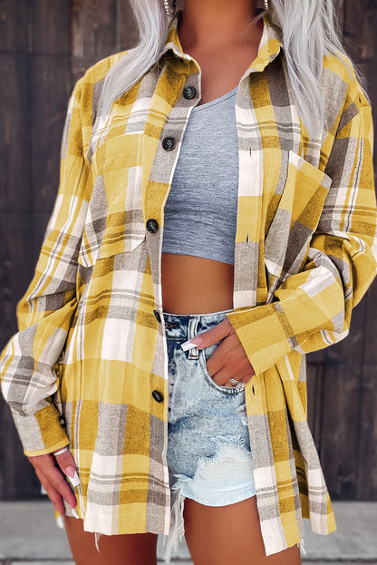 Yellow Plaid Button Up Patch Pocket Shirt