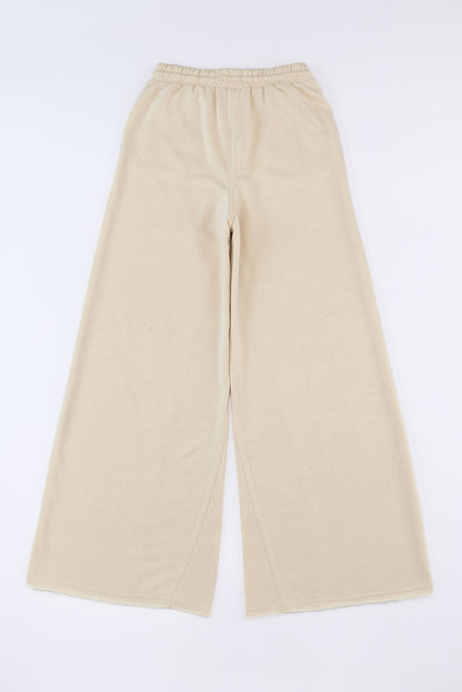 Apricot Mineral Washed  Drawstring Retro Wide Leg Pants